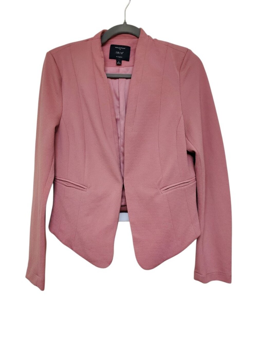 Iris Los Angeles Women's Dusty Rose Textured Knit Open Blazer Jacket Size XL